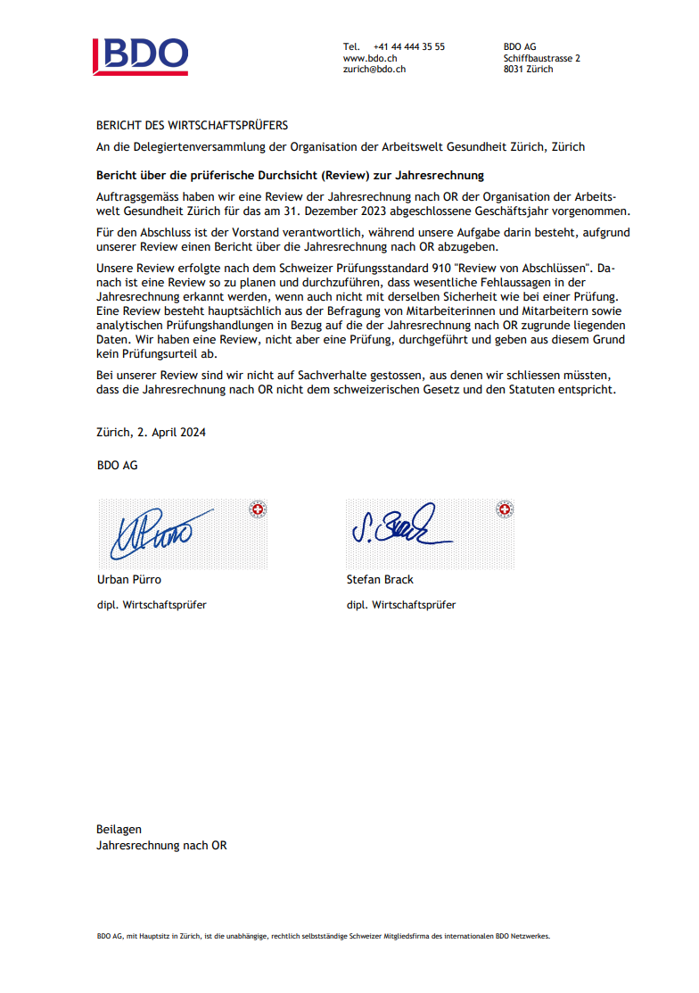 Revisionsbericht Jahresbericht 2023